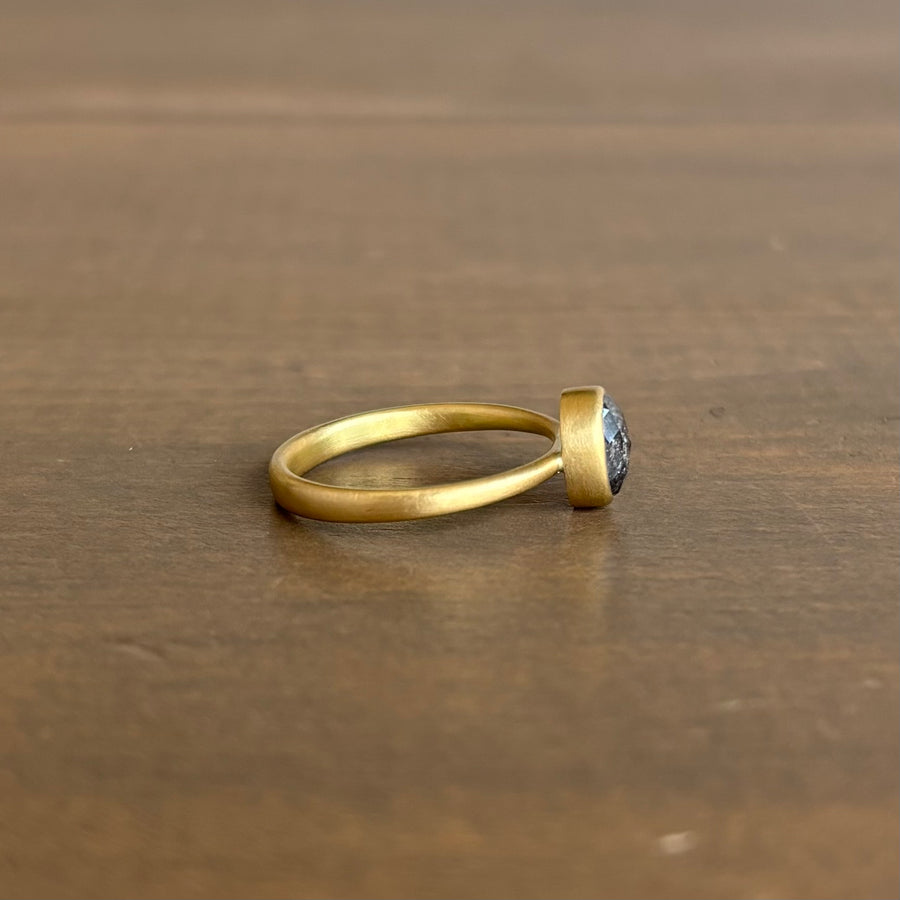 Lola Brooks Oval Peppery Diamond Ring side view 2