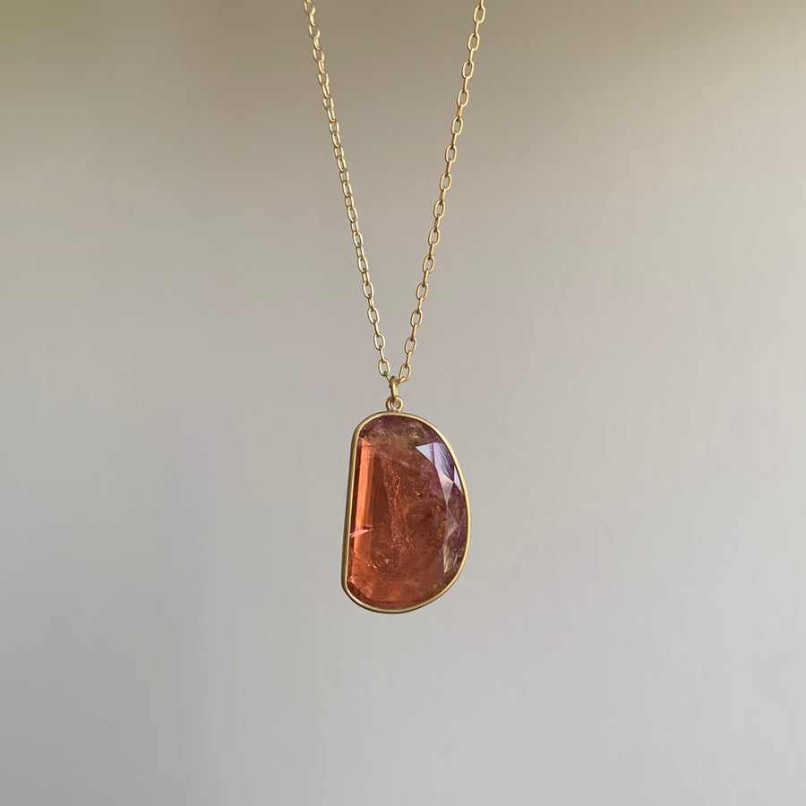 Lola Brooks Peachy Pink Tourmaline Necklace necklace hanging view 2