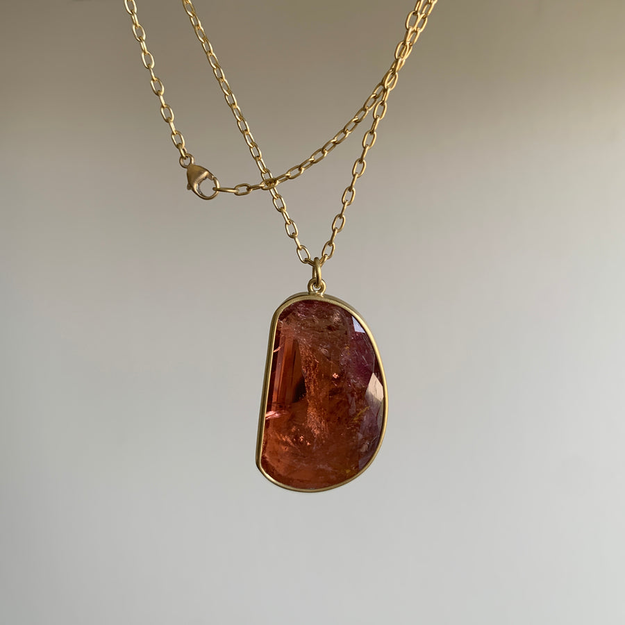 Lola Brooks Peachy Pink Tourmaline Necklace necklace hanging view 3