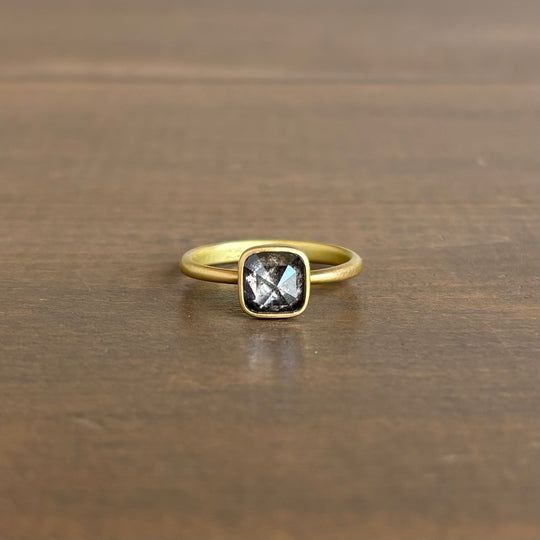 Lola Brooks Peppery Diamond Cushion Ring front view