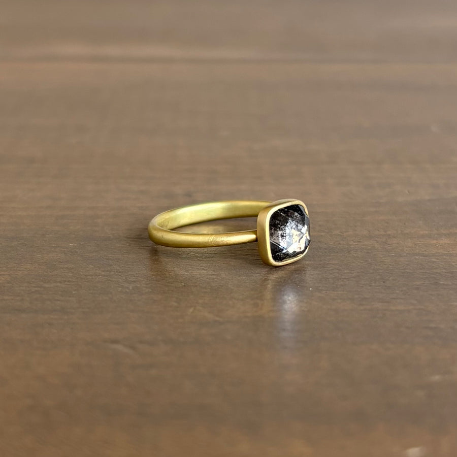 Lola Brooks Peppery Diamond Cushion Ring side view 1