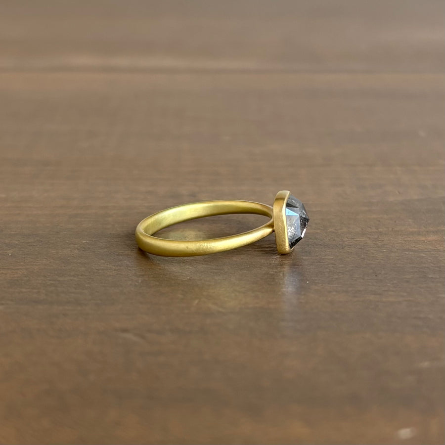 Lola Brooks Peppery Diamond Cushion Ring side view 2