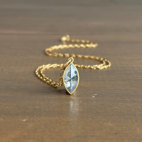 Lola Brooks Peppery Diamond Navette Pendant necklace front view