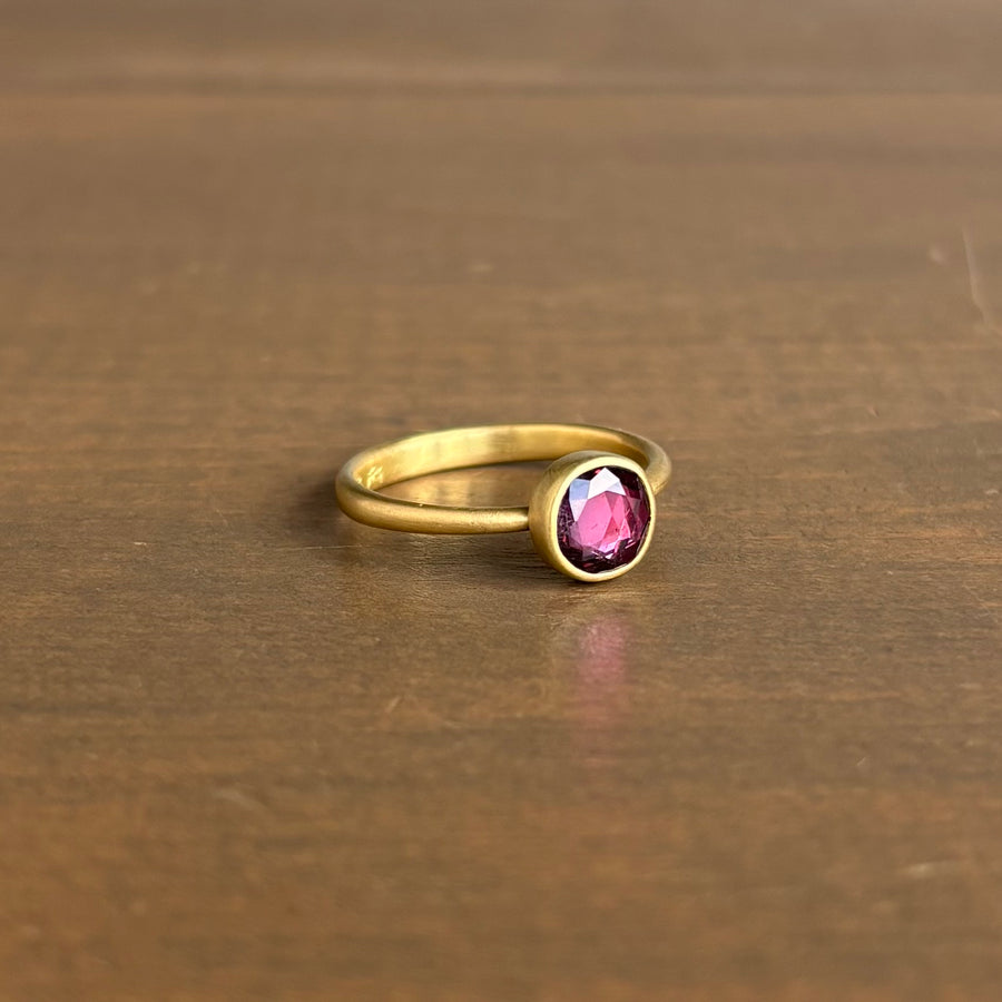 Lola Brooks Scarlet Purple Sapphire Sequin Pebble Ring side view 1