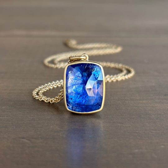 Lola Brooks Tanzanite Cushion Pendant necklace front view