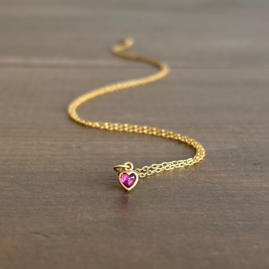 Lola Brooks Teeny Ruby Sweetheart Pendant necklace front view