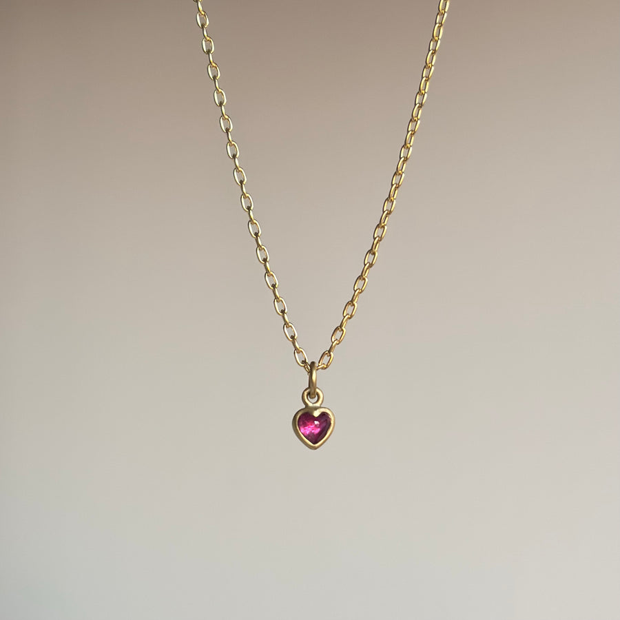 Lola Brooks Teeny Ruby Sweetheart Pendant necklace hanging view 1