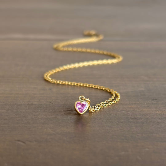 Lola Brooks Tiny Pink Sapphire Sweetheart Pendant necklace front view