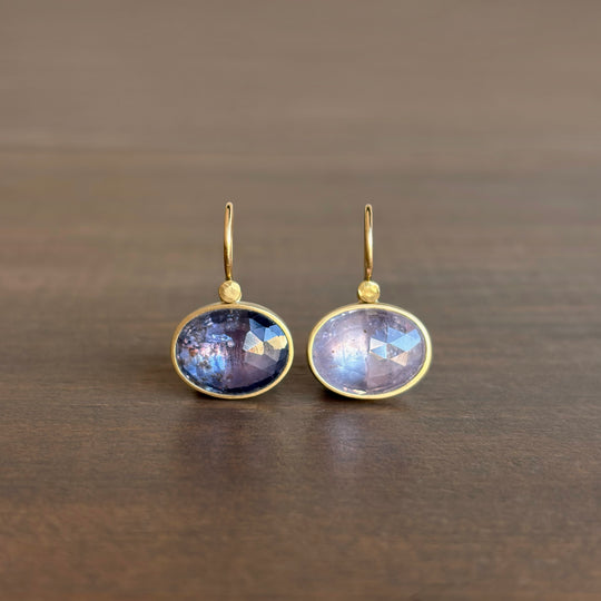 Lola Brooks Violet Oval Mismatched Umba Sapphire Earrings earrings front view