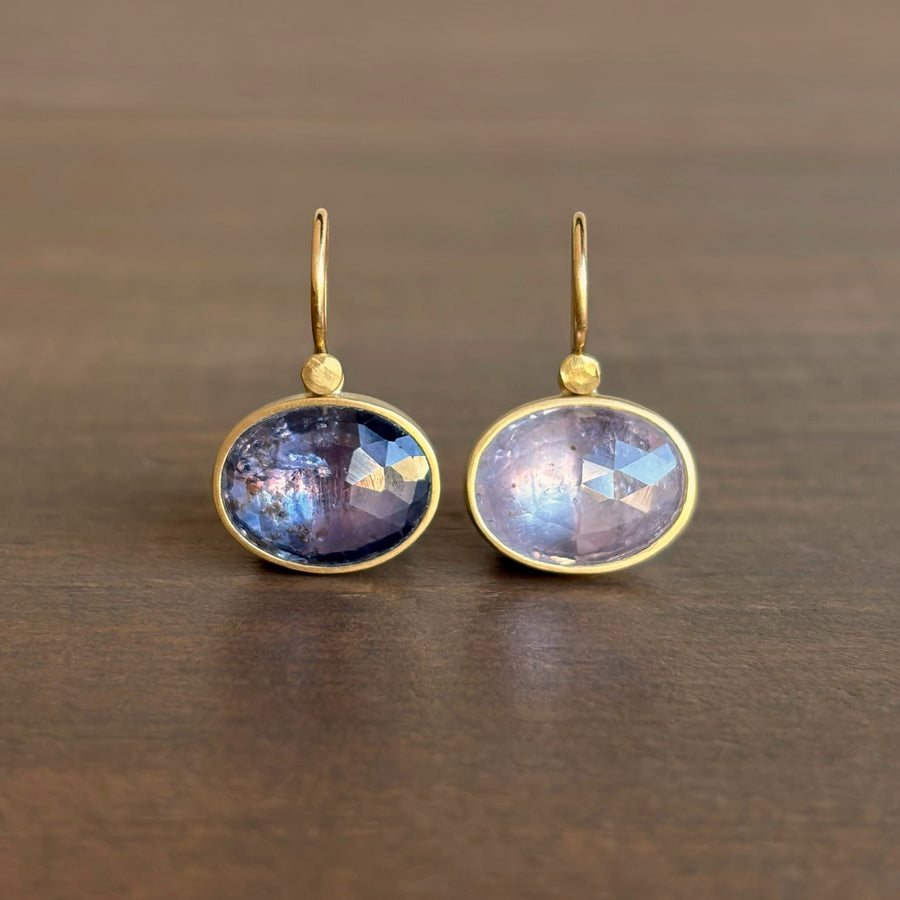 Violet Oval Mismatched Umba Sapphire Earrings