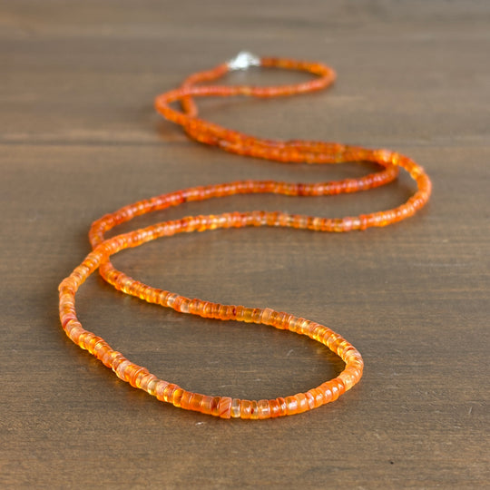 Long Orange Carnelian Beaded Necklace