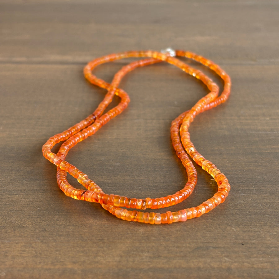 Long Orange Carnelian Beaded Necklace view 3