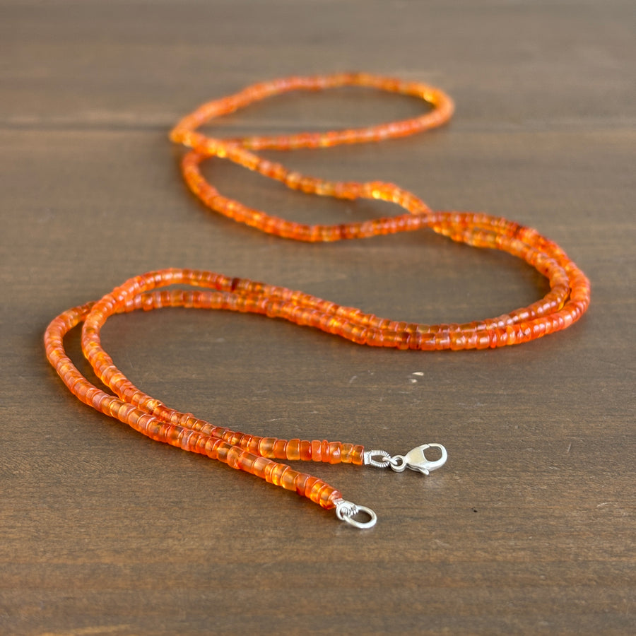 Long Orange Carnelian Beaded Necklace view 4