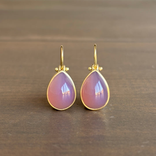 Mauve Chalcedony Drop Earrings by Monika Krol