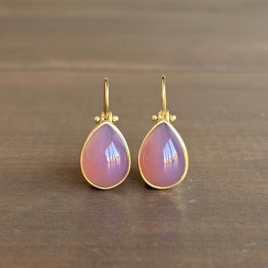 Mauve Chalcedony Drop Earrings by Monika Krol