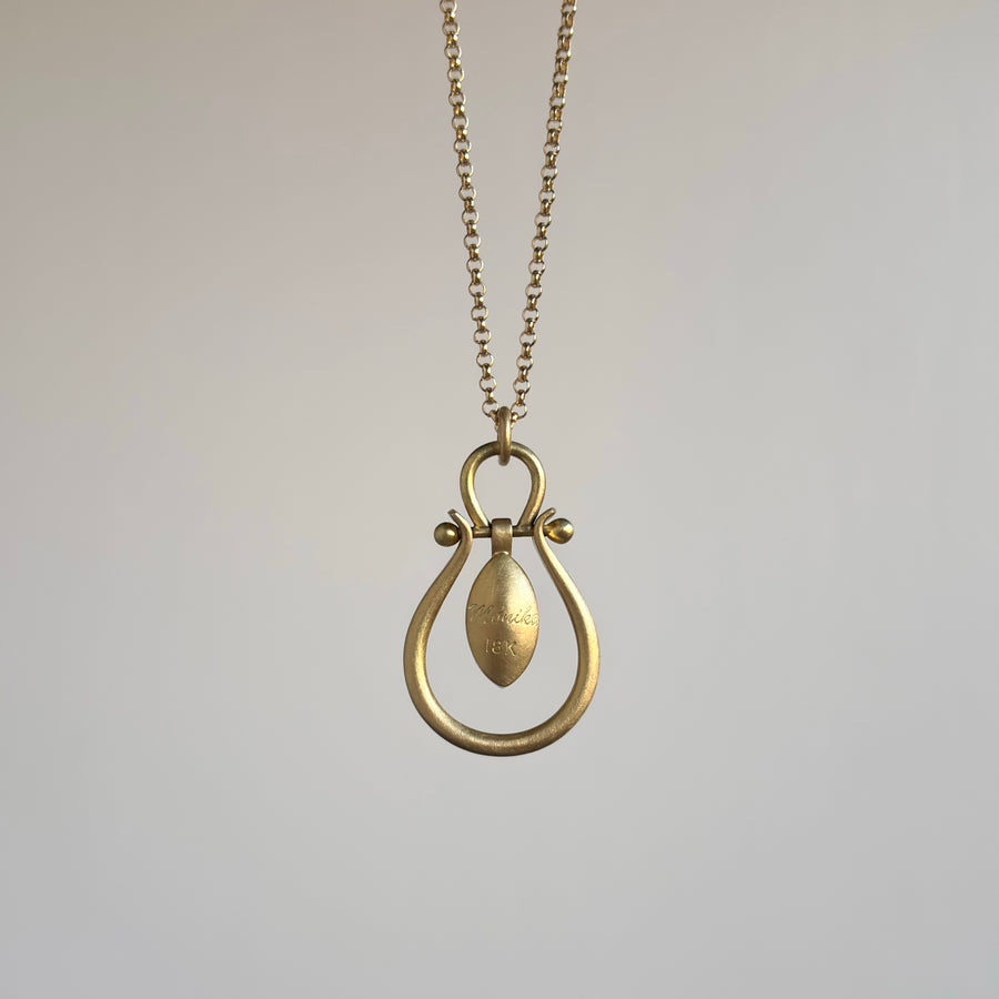 Medium Yellow-Gray Diamond Navette Pendant by Monika Krol side view 1