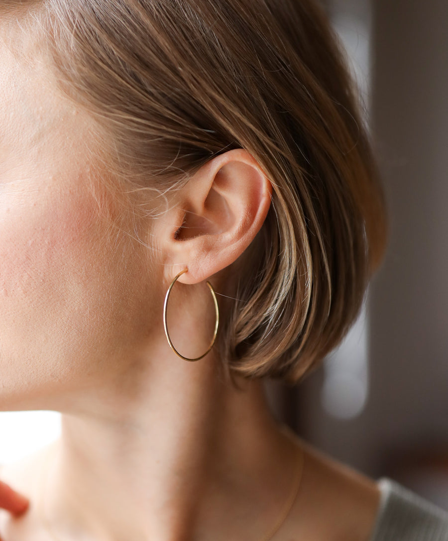 Gold Hammered Hoop Earrings