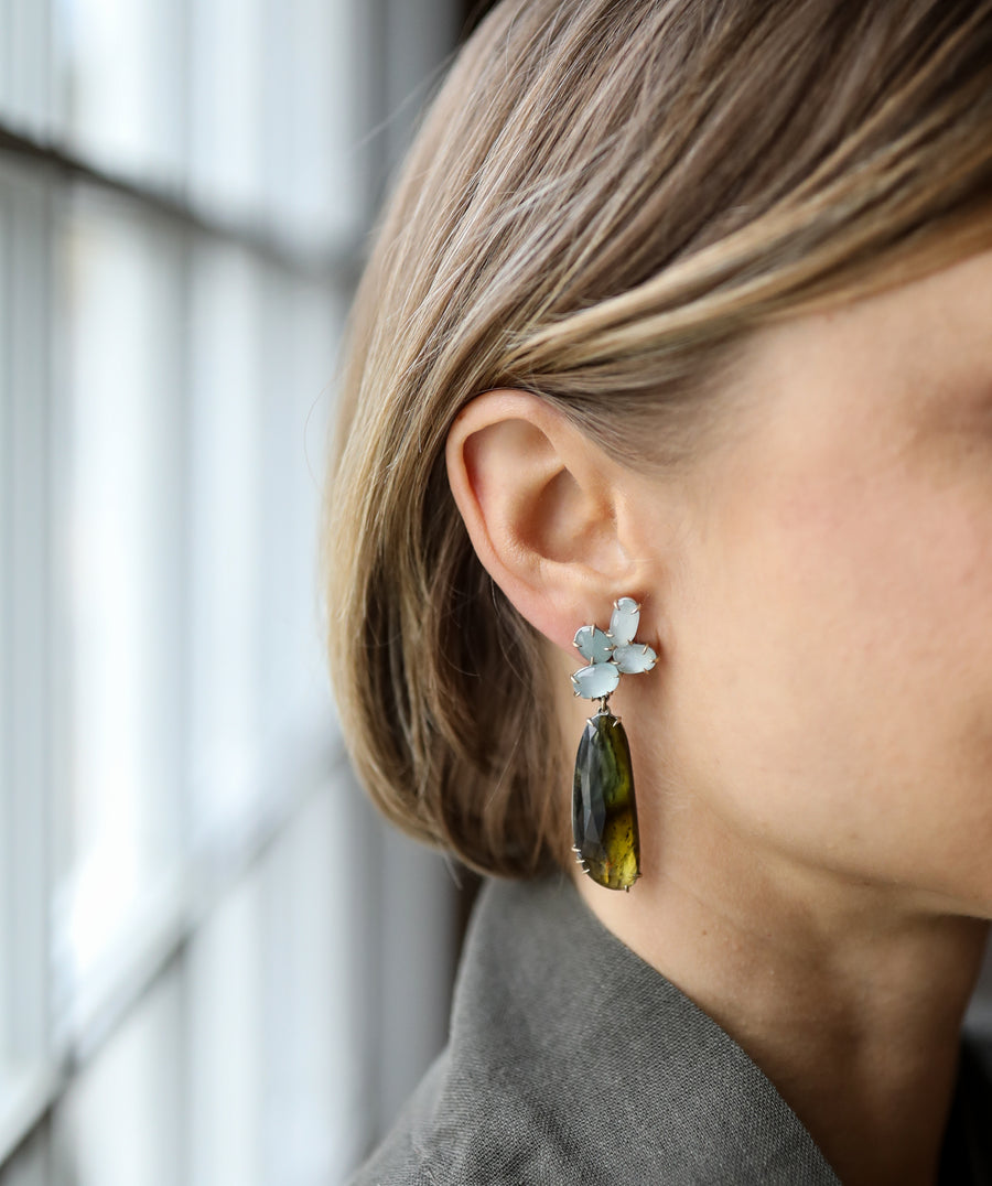 Of Air and Earth Aquamarine & Tourmaline Vanity Earrings