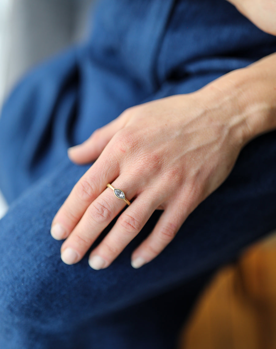 Peppery Navette Diamond Ring