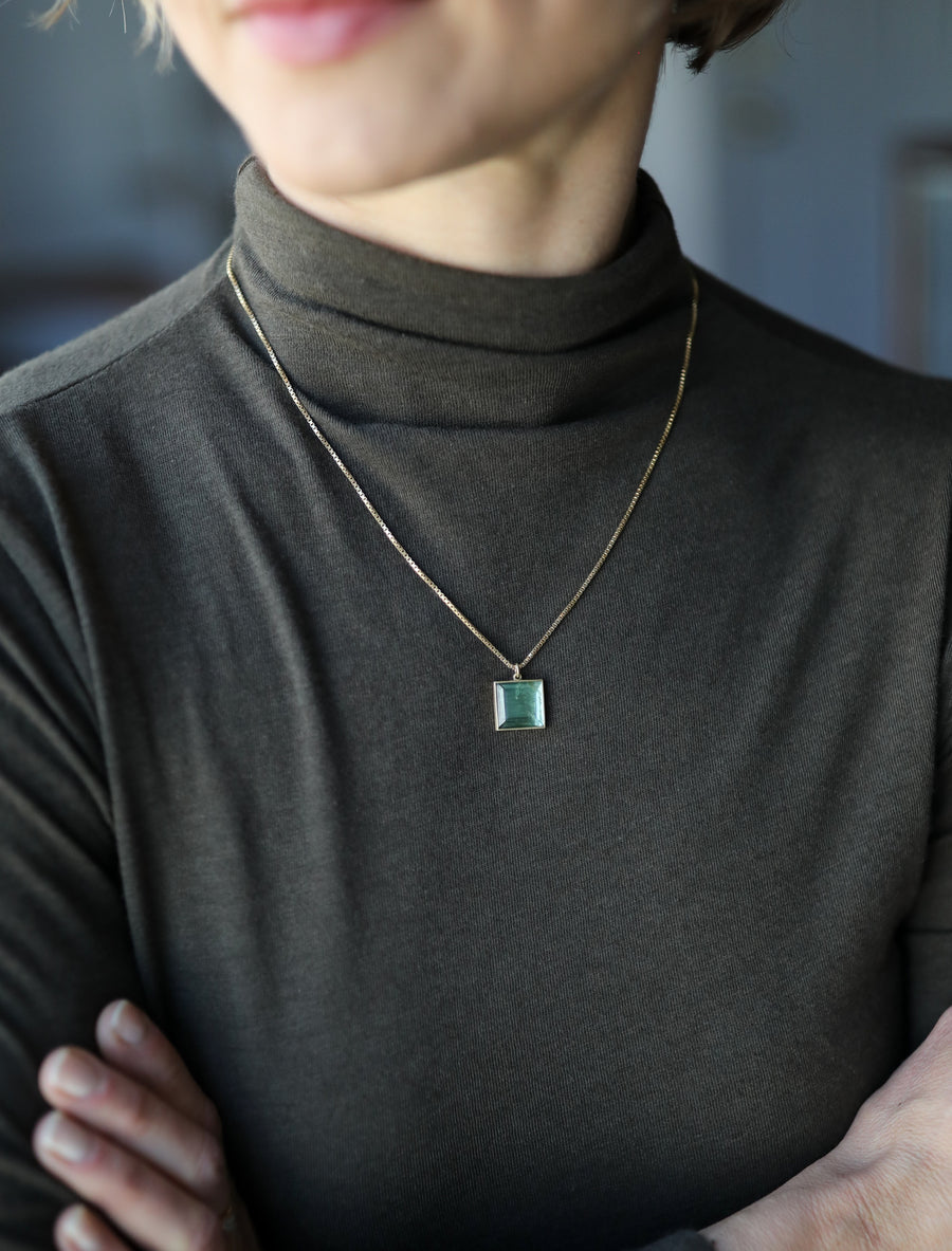Square Minty Tourmaline Pendant