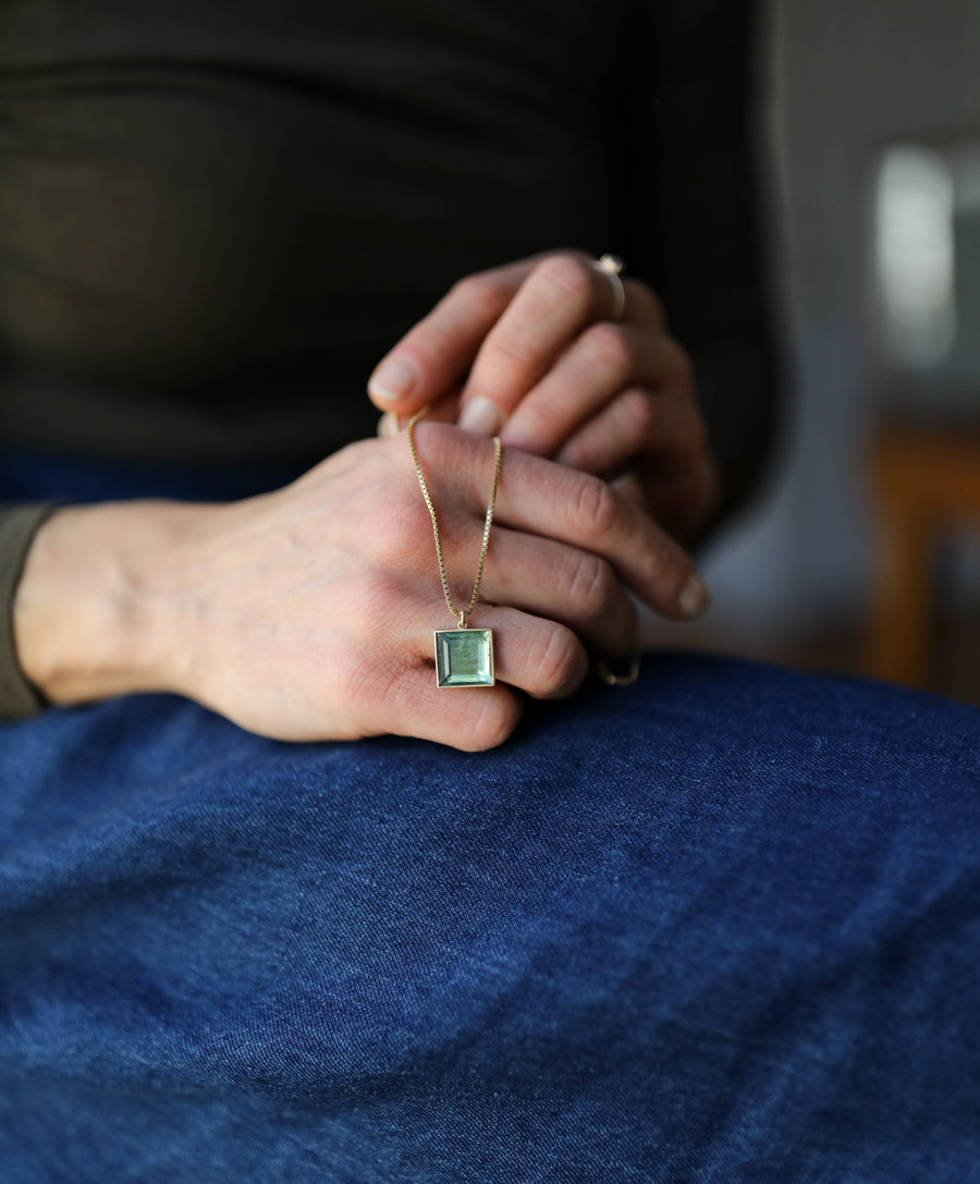 Square Minty Tourmaline Pendant