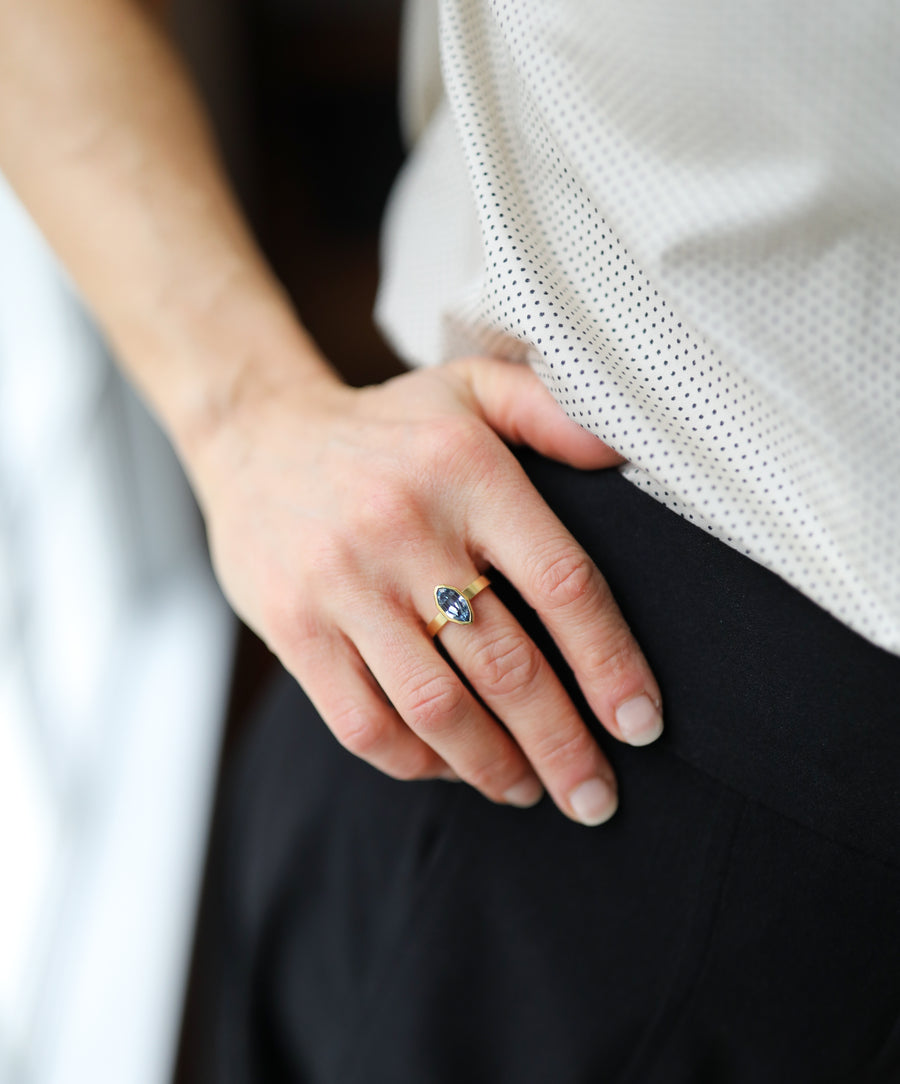 Geometric Blue Sapphire Ring