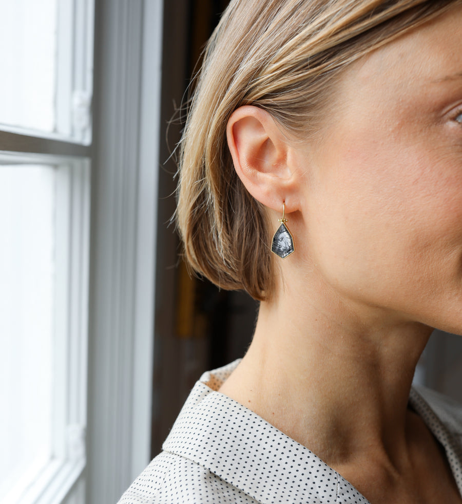 Geometric Tourmalated Quartz Earrings