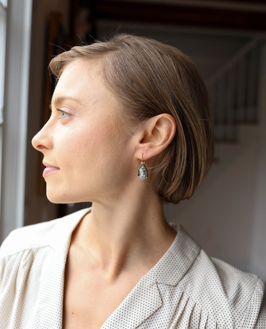 Geometric Tourmalated Quartz Earrings