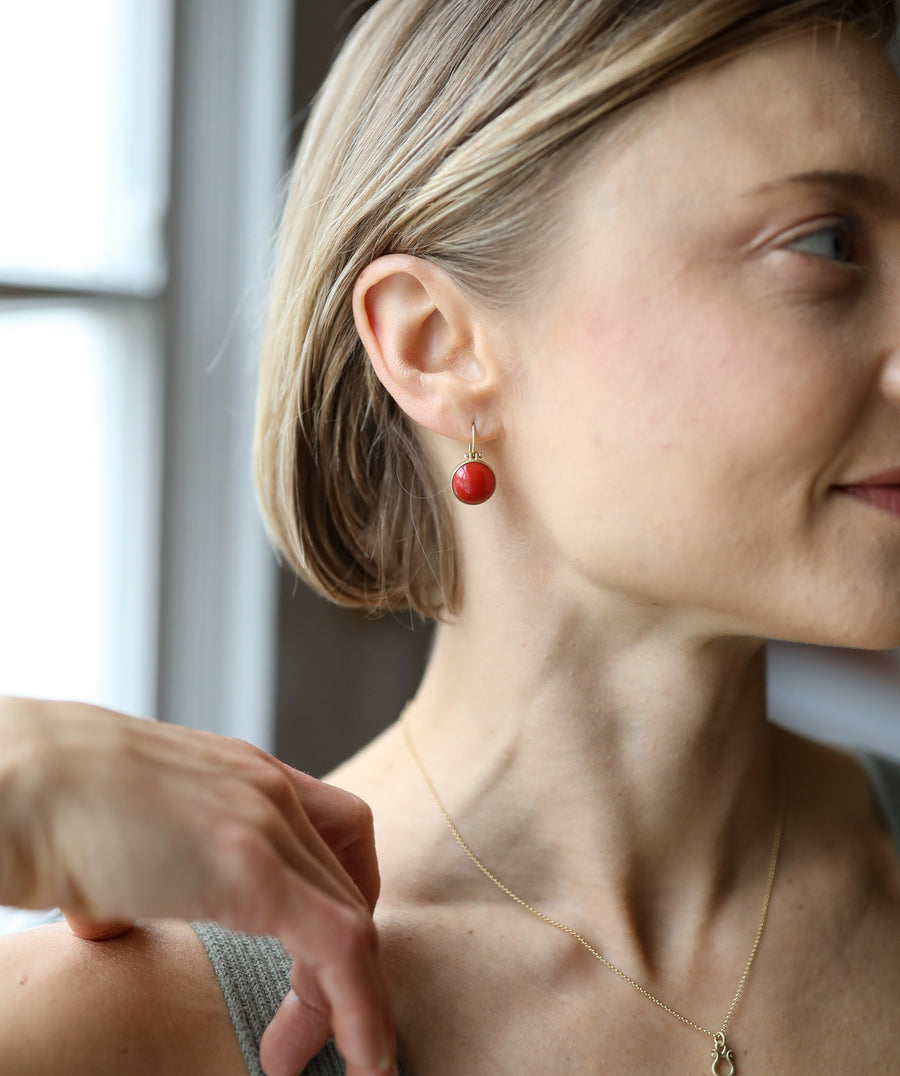 Round Coral Earrings