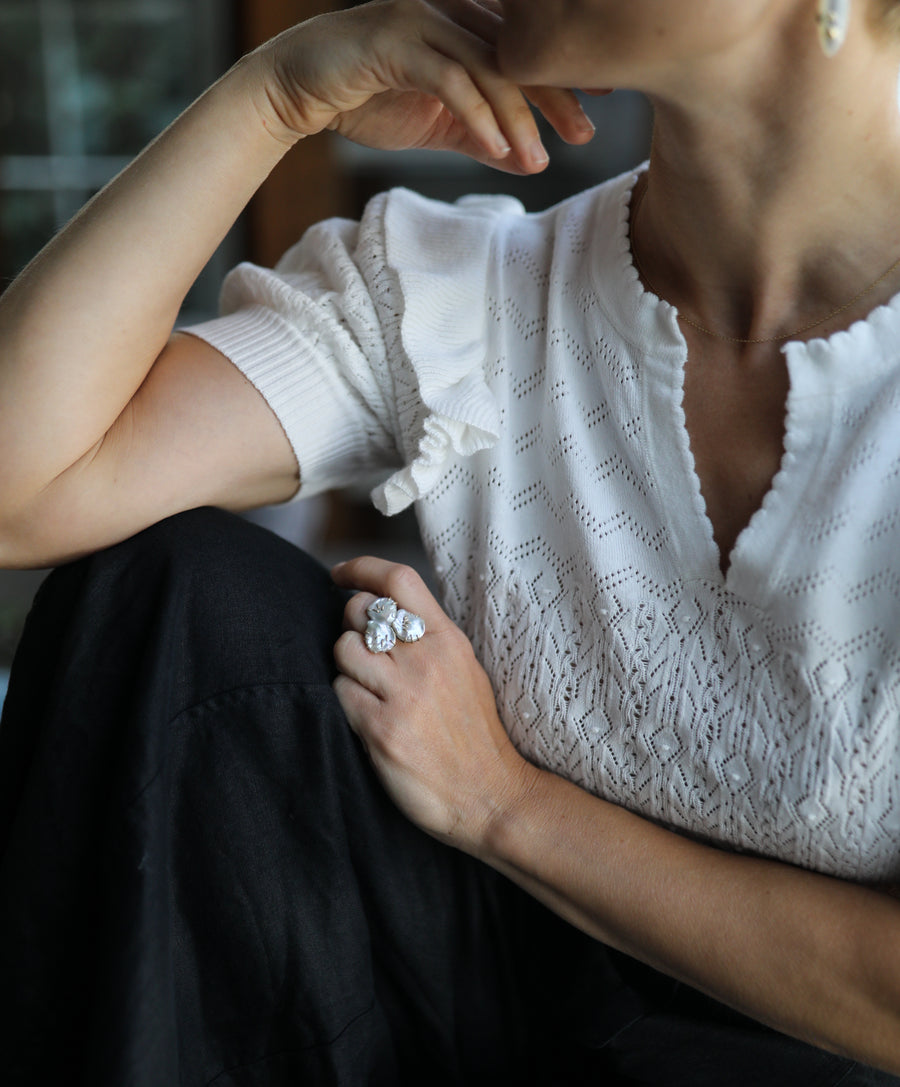 Triple Sand Dollar Pearl Vanity Ring