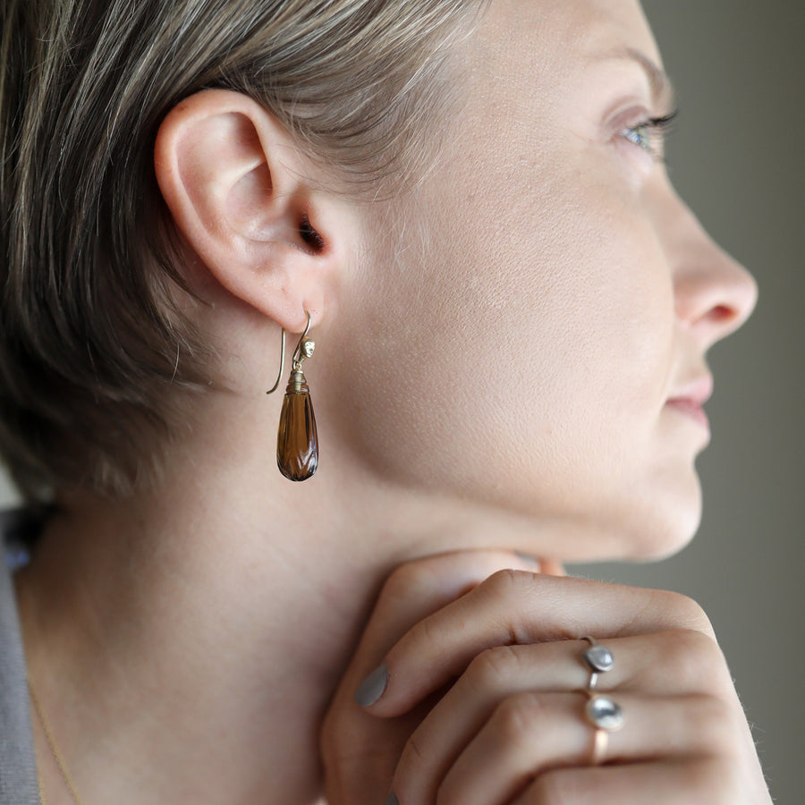 Bourbon Quartz Figurehead Cameo Earrings