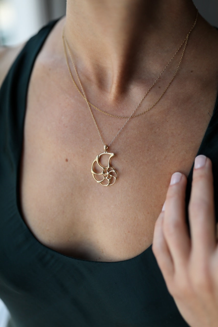 Small Gold Open Ammonite Pendant