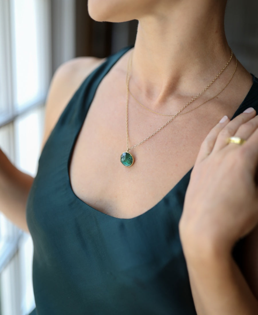 Large Green Tourmaline Roly Poly Pendant