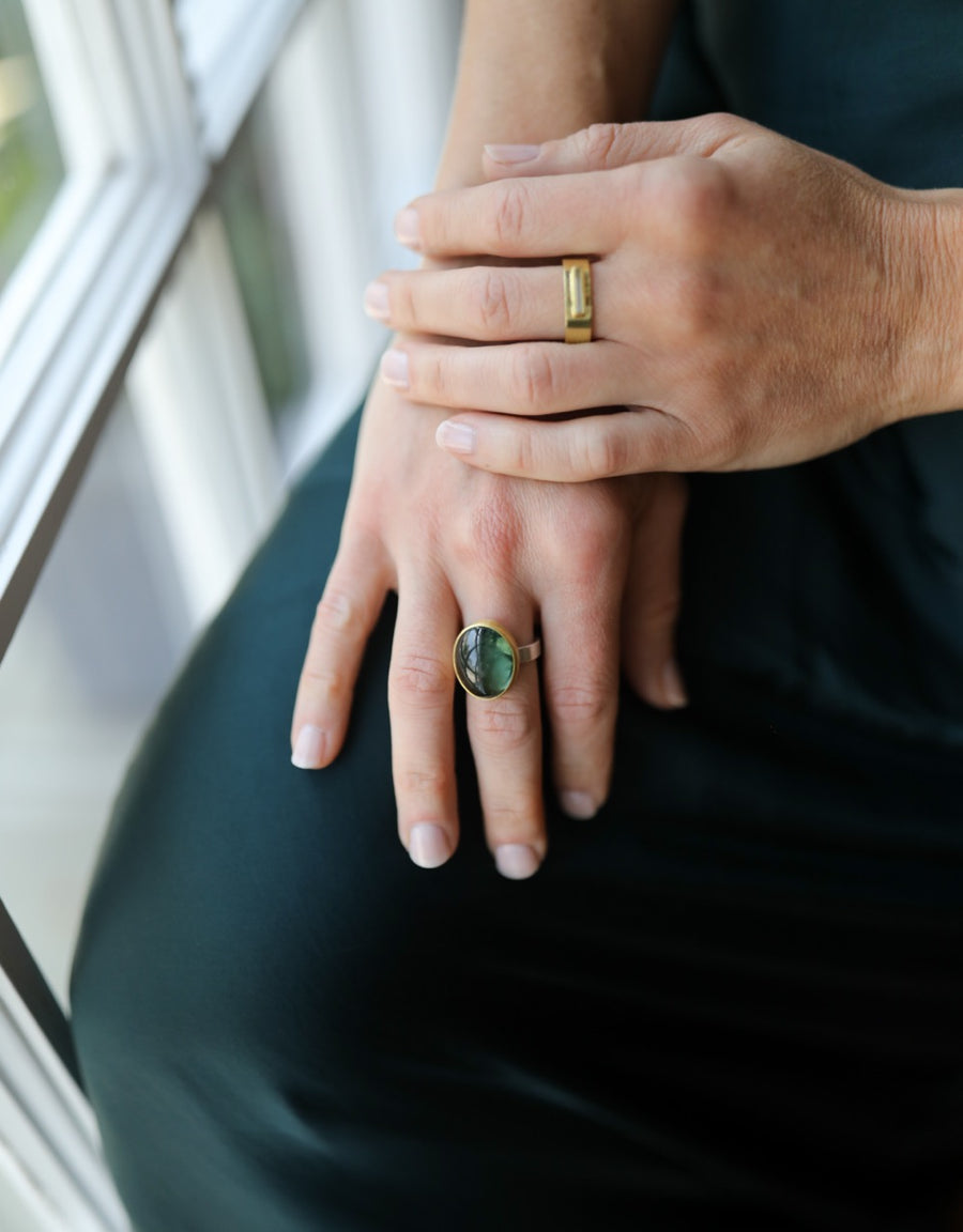 Oval Tourmaline Cabochon Ring