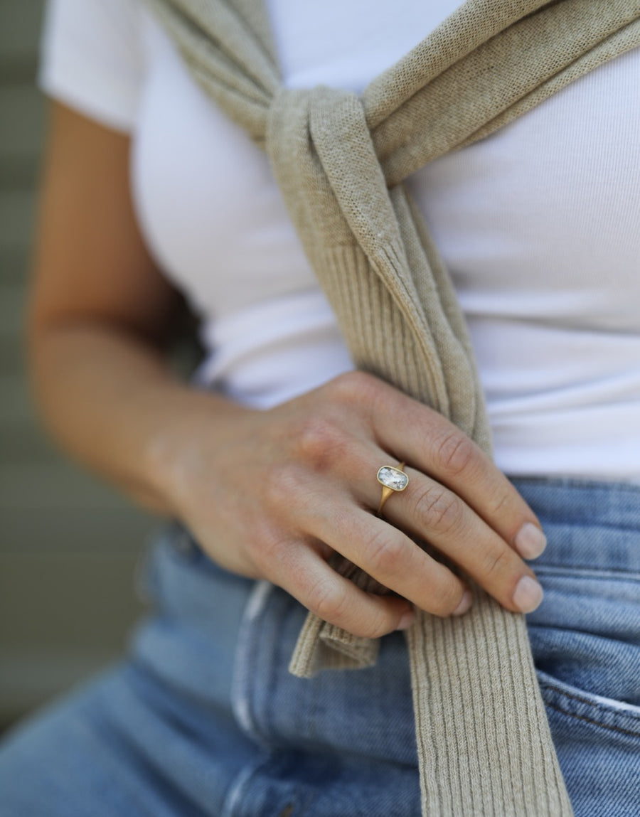 Oblong Grey Diamond Ring