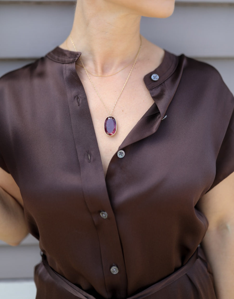 Large Burgundy Tourmaline Oval Pendant