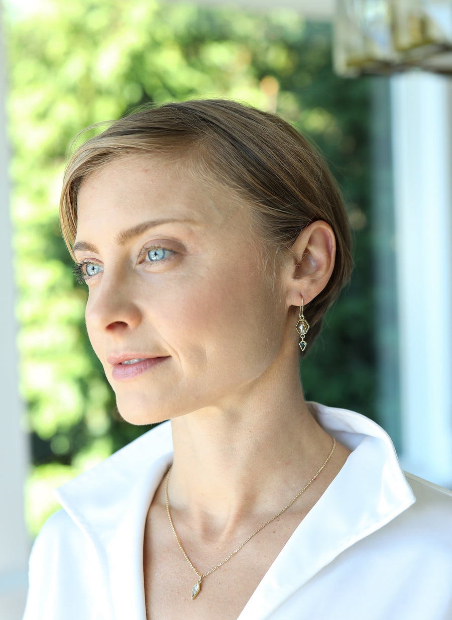 Brown Diamond & Montana Sapphire Earrings