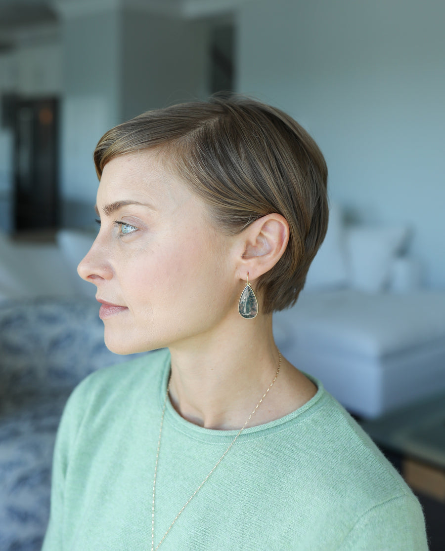Large Wyoming Moss Agate Teardrop Earrings