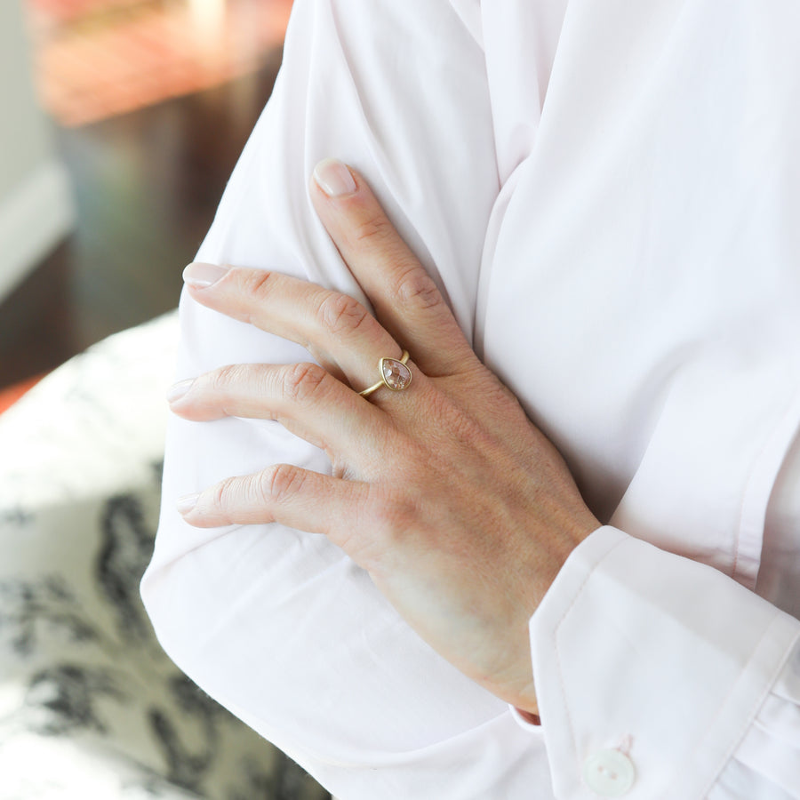 Tangerine Teardrop Diamond Ring