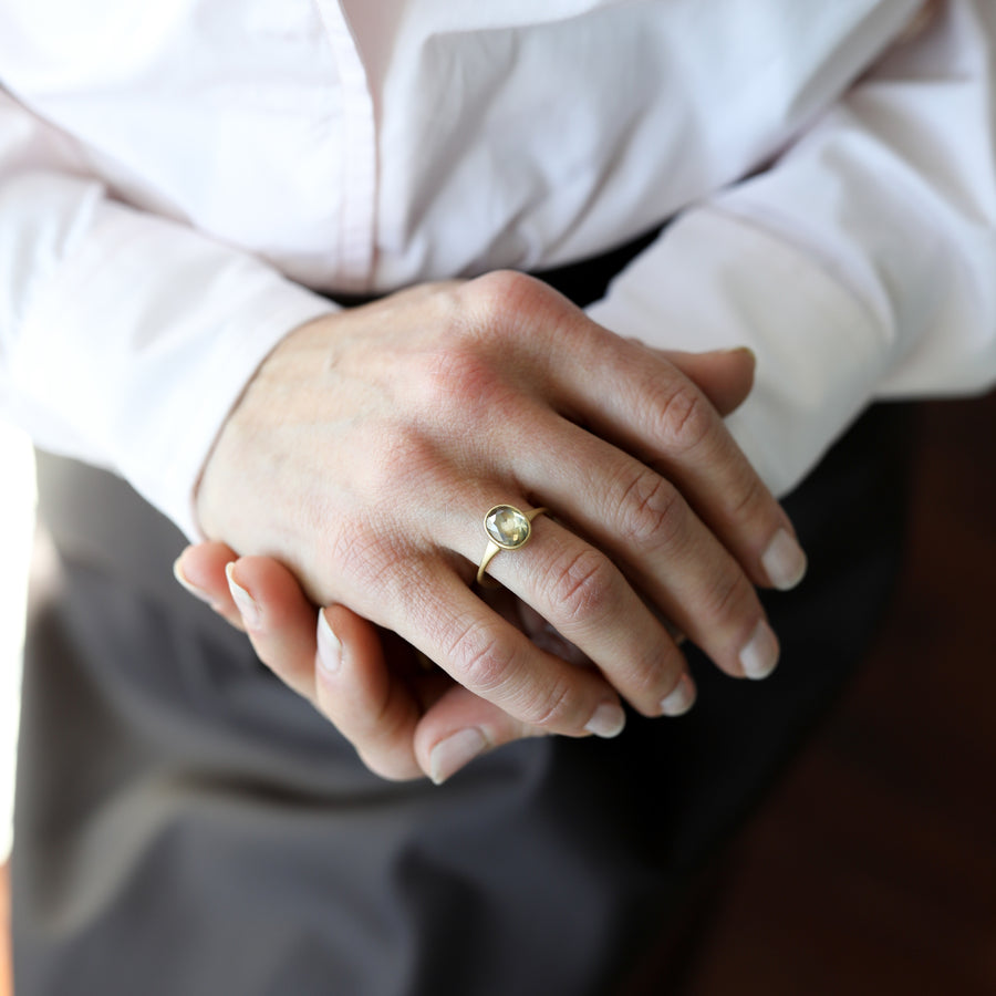 Oval Golden Champagne Diamond Ring