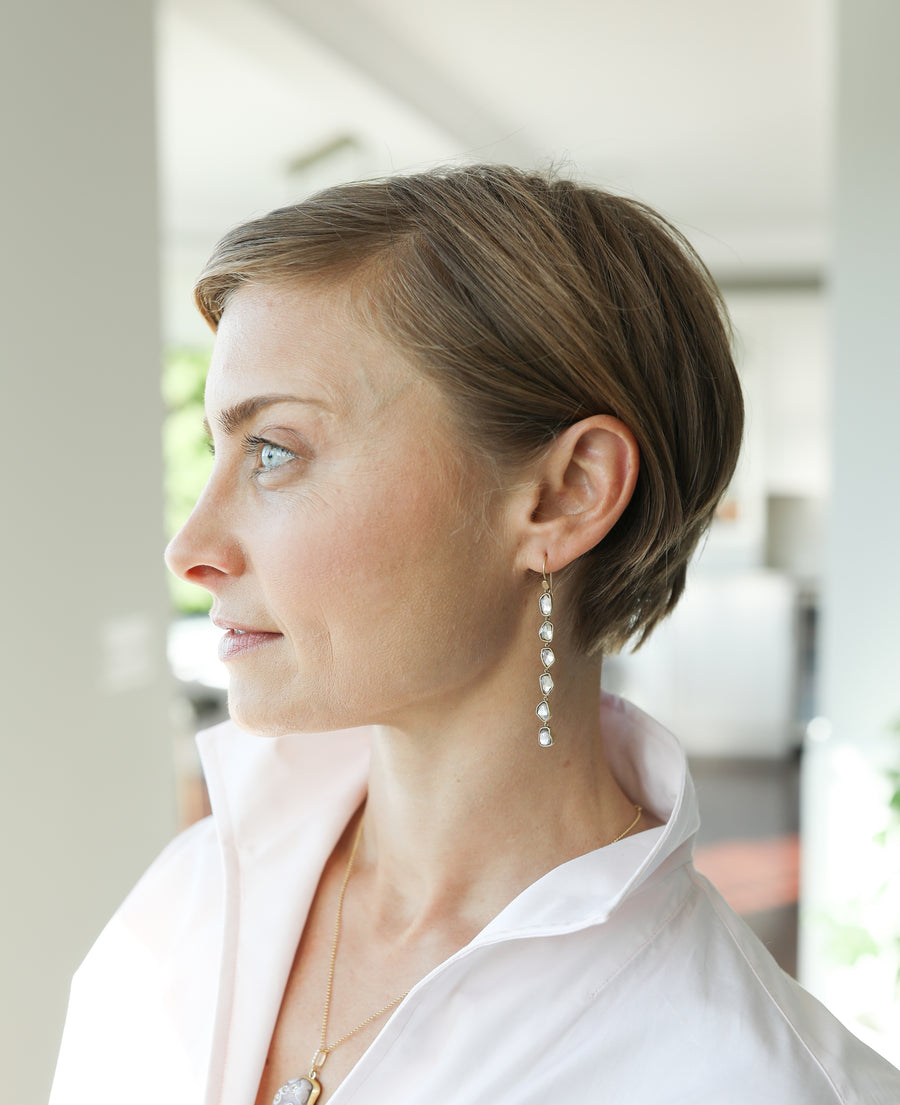 Taupe Sapphire Shard Streamer Earrings