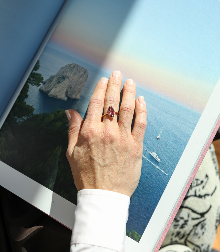 Pink Faceted Tourmaline Claw Ring