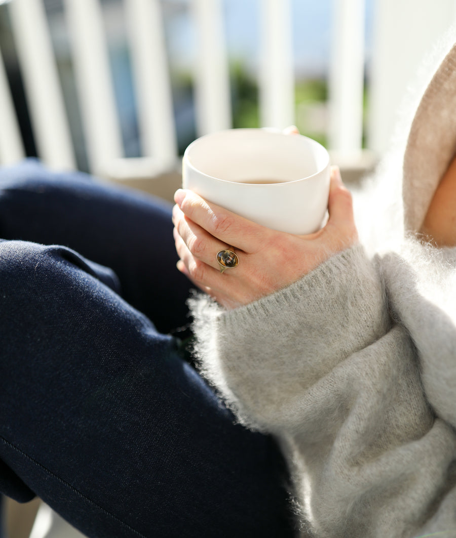 Tawny Brown Tourmaline Cabochon Cast Ring