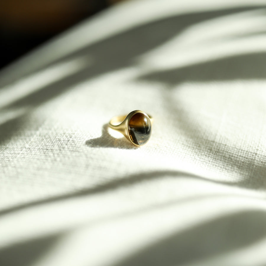 Tawny Brown Tourmaline Cabochon Cast Ring