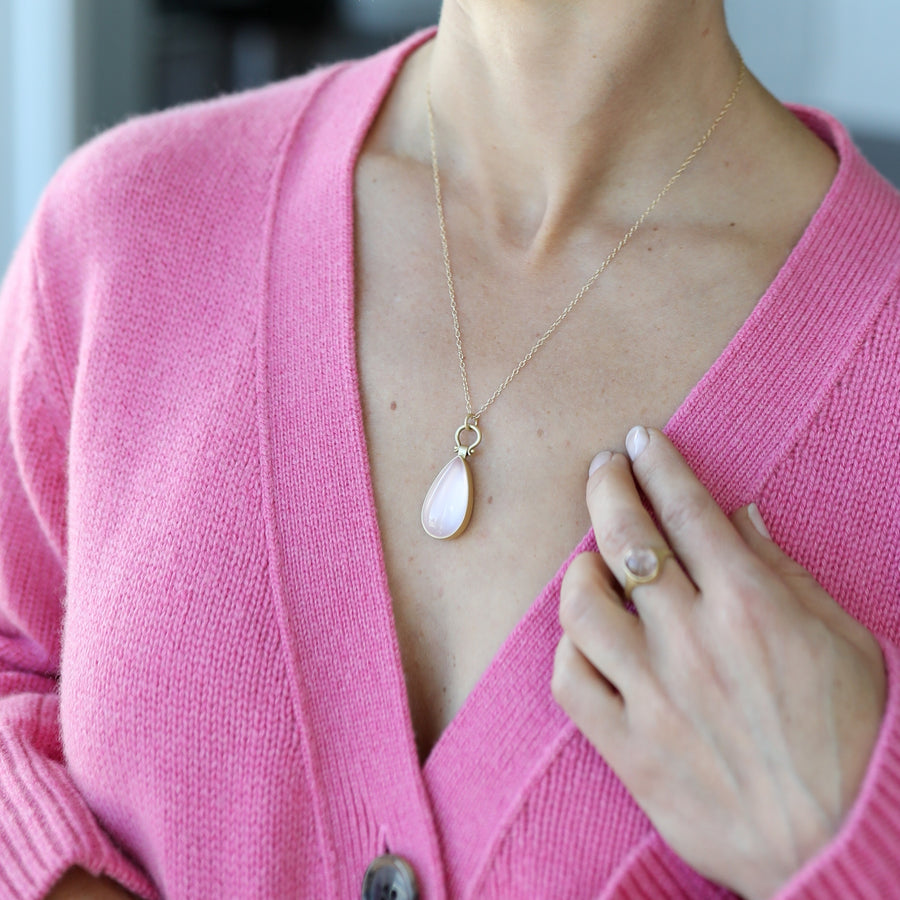 Large Rose Quartz Teardrop Pendant