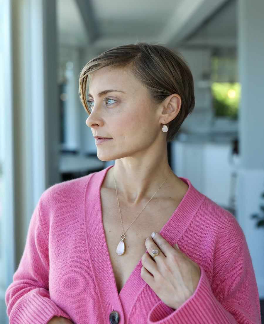 Faceted Morganite Hexagon Earrings