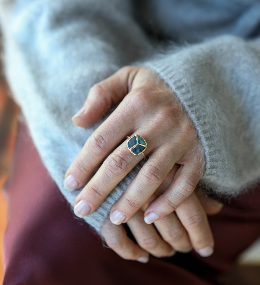 Black Opal Lucky Scarab Ring