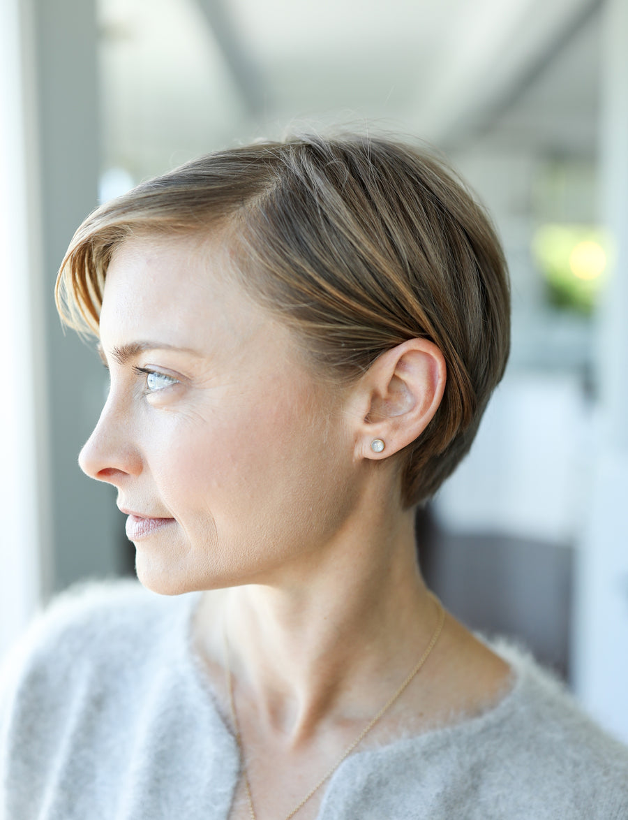 Pale Grey Diamond Cabochon Studs