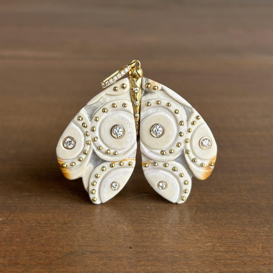 Sophie_Gardner_agate_moth_18k_gold_pendant with diamonds