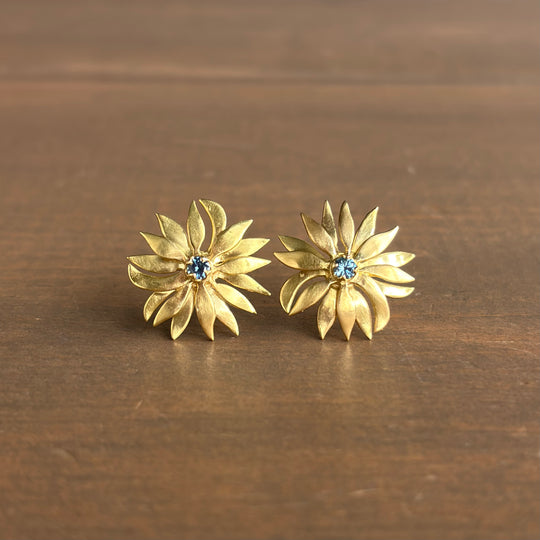 Mimi Favre Blue Montana Sapphire Chrysanthemum Stud Earrings earrings main image